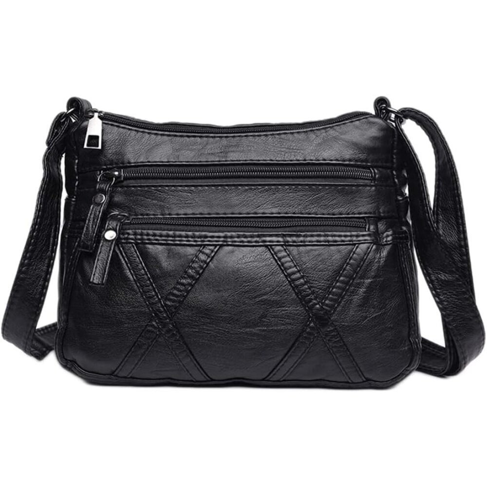 Women's Black Waterproof Messenger Casual Pu Leather Ladies Purse Shoulder Bag